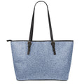 Blue Denim Jeans Pattern Print Leather Tote Bag With Zipper