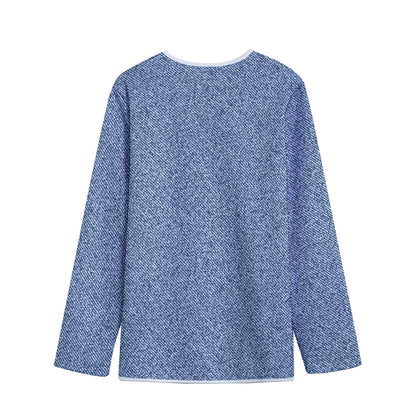 Blue Denim Jeans Pattern Print Long Sleeve Short Coat
