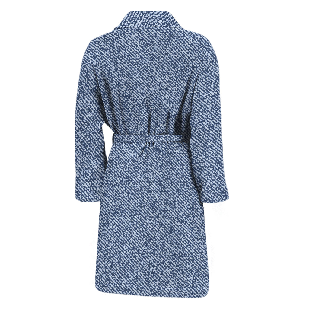 Blue Denim Jeans Pattern Print Men's Bathrobe