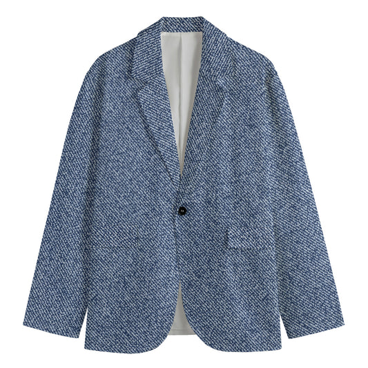 Blue Denim Jeans Pattern Print Men's Blazer