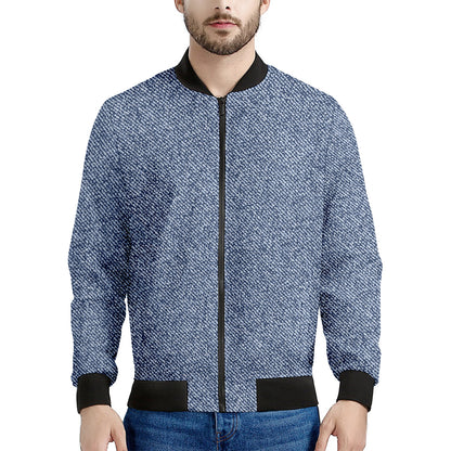 Blue Denim Jeans Pattern Print Men's Bomber Jacket