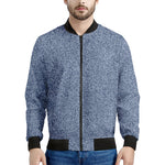 Blue Denim Jeans Pattern Print Men's Bomber Jacket