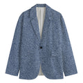 Blue Denim Jeans Pattern Print Men's Cotton Blazer