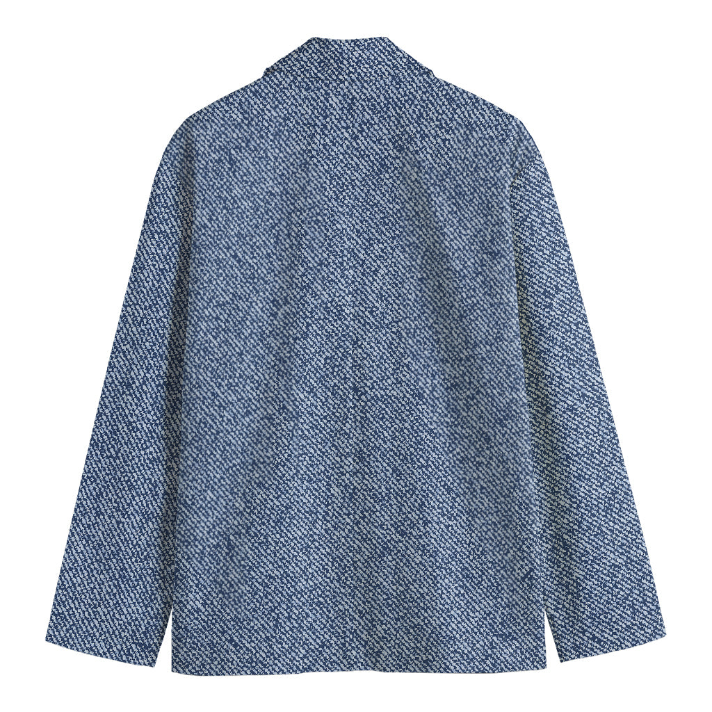 Blue Denim Jeans Pattern Print Men's Cotton Blazer
