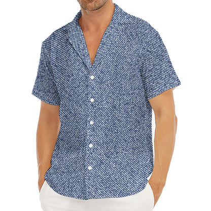 Blue Denim Jeans Pattern Print Men's Deep V-Neck Shirt
