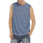 Blue Denim Jeans Pattern Print Men's Fitness Tank Top