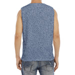 Blue Denim Jeans Pattern Print Men's Fitness Tank Top