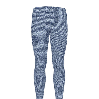Blue Denim Jeans Pattern Print Men's leggings