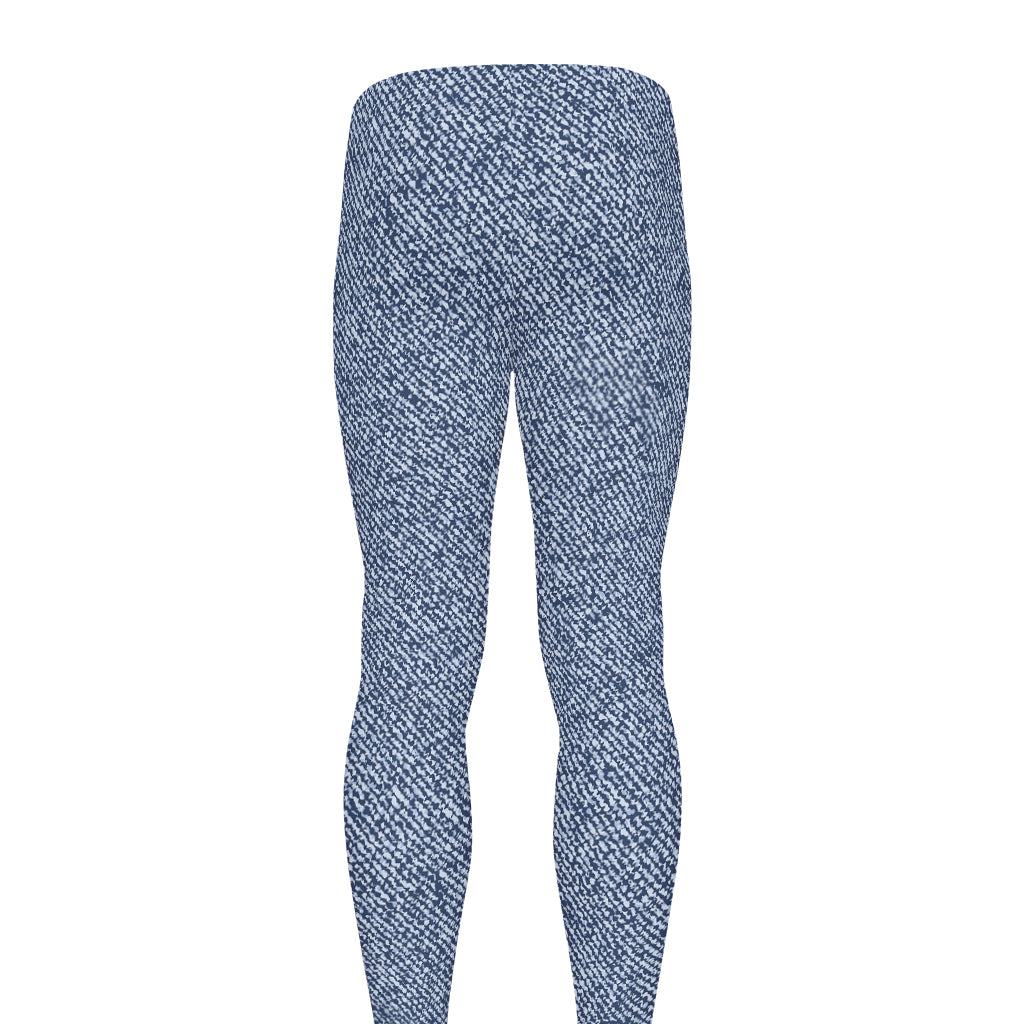 Blue Denim Jeans Pattern Print Men's leggings