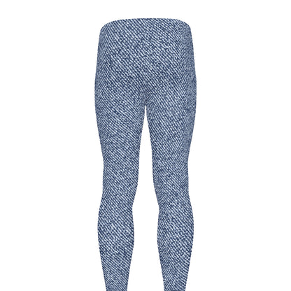 Blue Denim Jeans Pattern Print Men's leggings