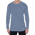 Blue Denim Jeans Pattern Print Men's Long Sleeve T-Shirt
