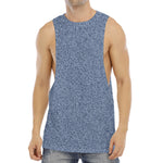 Blue Denim Jeans Pattern Print Men's Muscle Tank Top