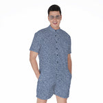 Blue Denim Jeans Pattern Print Men's Rompers
