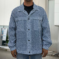 Blue Denim Jeans Pattern Print Men's Shirt Jacket