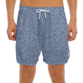 Blue Denim Jeans Pattern Print Men's Split Running Shorts