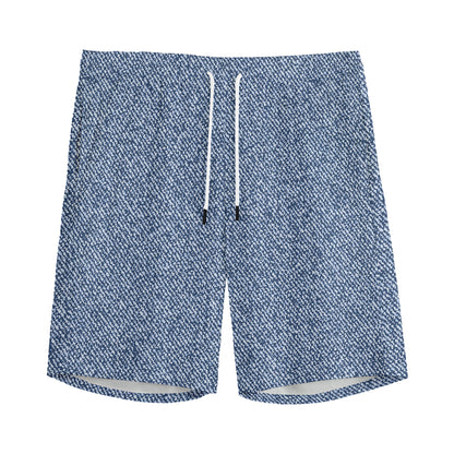 Blue Denim Jeans Pattern Print Men's Sports Shorts