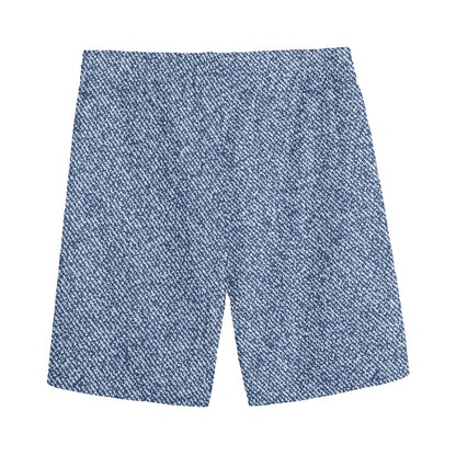 Blue Denim Jeans Pattern Print Men's Sports Shorts