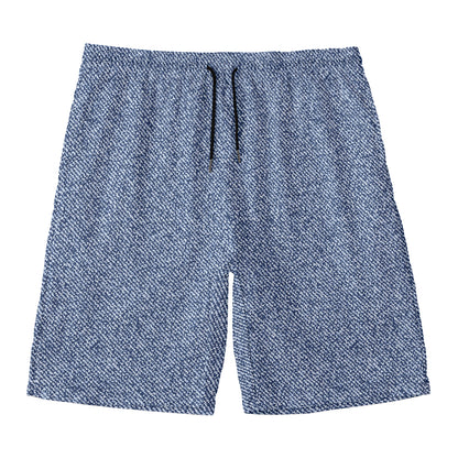Blue Denim Jeans Pattern Print Men's Swim Trunks