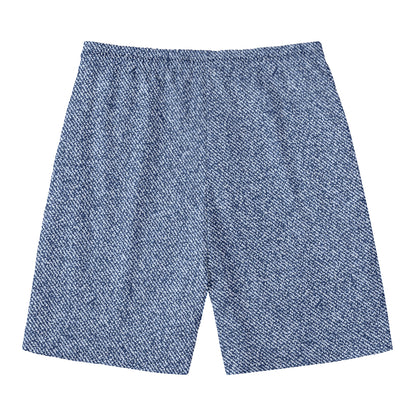 Blue Denim Jeans Pattern Print Men's Swim Trunks