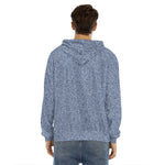 Blue Denim Jeans Pattern Print Men's Velvet Pullover Hoodie