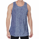Blue Denim Jeans Pattern Print Men's Velvet Tank Top