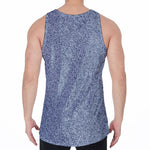 Blue Denim Jeans Pattern Print Men's Velvet Tank Top