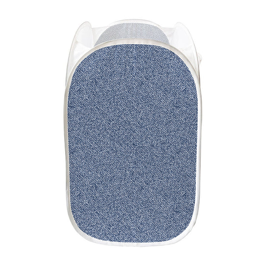 Blue Denim Jeans Pattern Print Mesh Laundry Hamper
