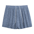 Blue Denim Jeans Pattern Print Mesh Shorts