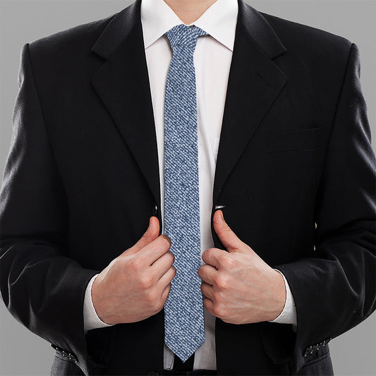 Blue Denim Jeans Pattern Print Necktie