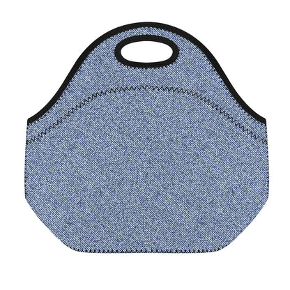 Blue Denim Jeans Pattern Print Neoprene Lunch Bag