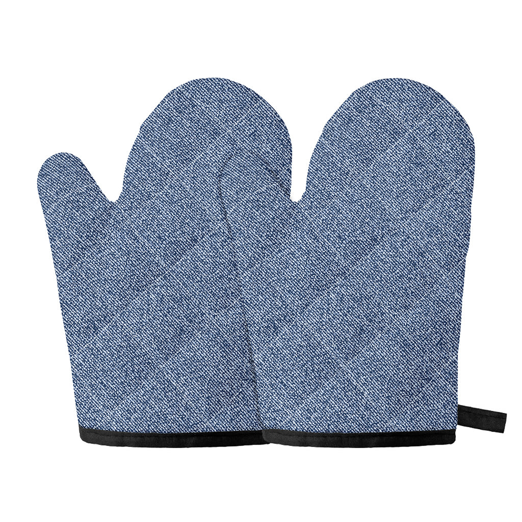Blue Denim Jeans Pattern Print Oven Mitts