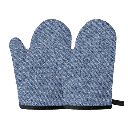 Blue Denim Jeans Pattern Print Oven Mitts