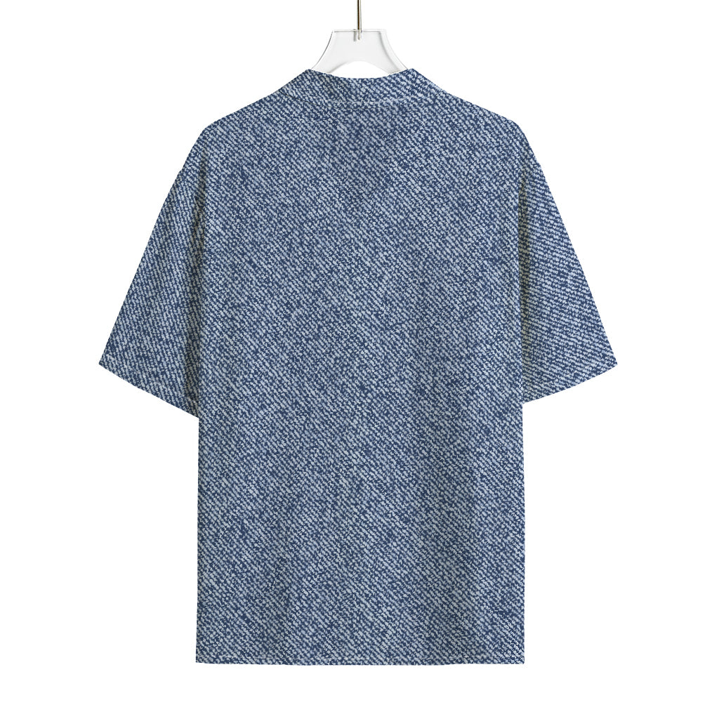 Blue Denim Jeans Pattern Print Rayon Hawaiian Shirt