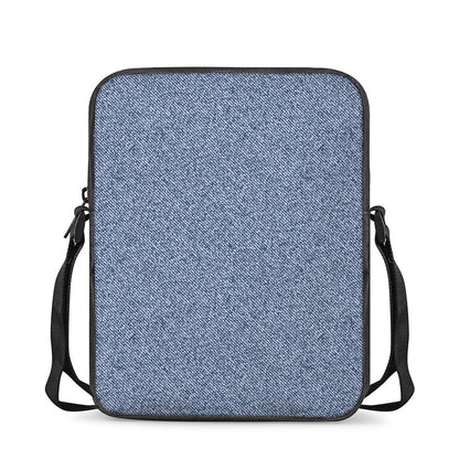 Blue Denim Jeans Pattern Print Rectangular Crossbody Bag
