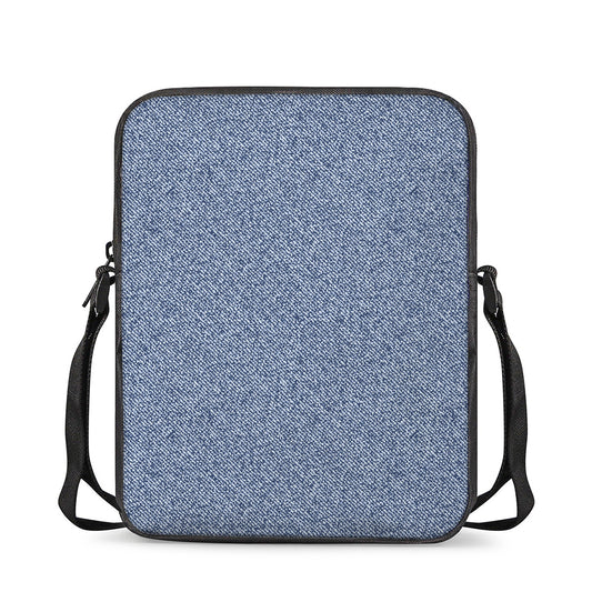 Blue Denim Jeans Pattern Print Rectangular Crossbody Bag