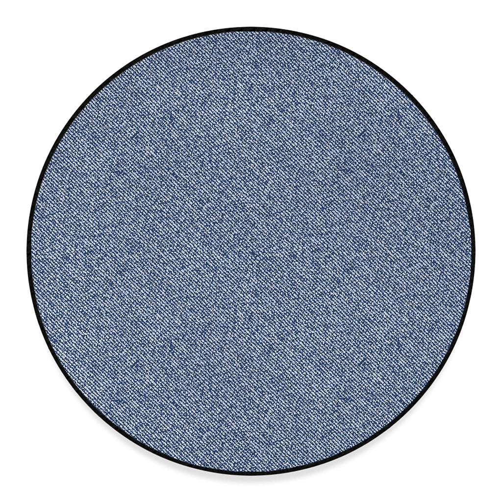 Blue Denim Jeans Pattern Print Round Floor Mat