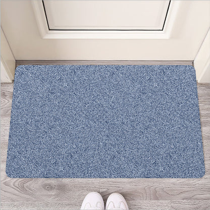 Blue Denim Jeans Pattern Print Rubber Doormat