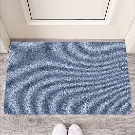 Blue Denim Jeans Pattern Print Rubber Doormat
