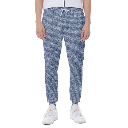 Blue Denim Jeans Pattern Print Scuba Joggers