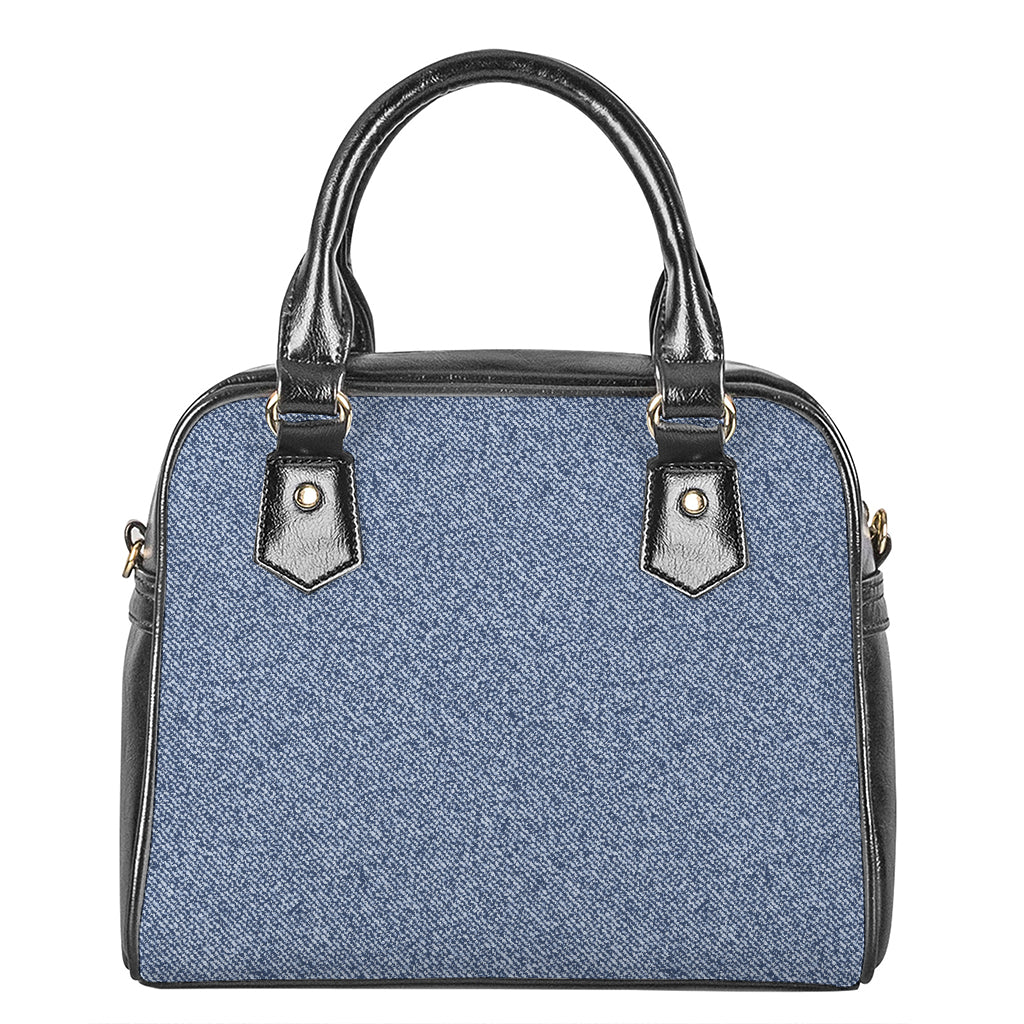 Blue Denim Jeans Pattern Print Shoulder Handbag