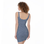 Blue Denim Jeans Pattern Print Sleeveless Bodycon Dress
