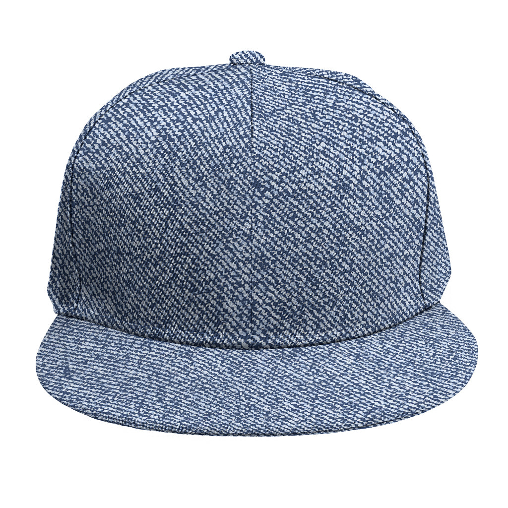 Blue Denim Jeans Pattern Print Snapback Cap