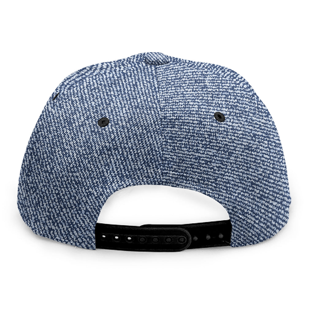 Blue Denim Jeans Pattern Print Snapback Cap