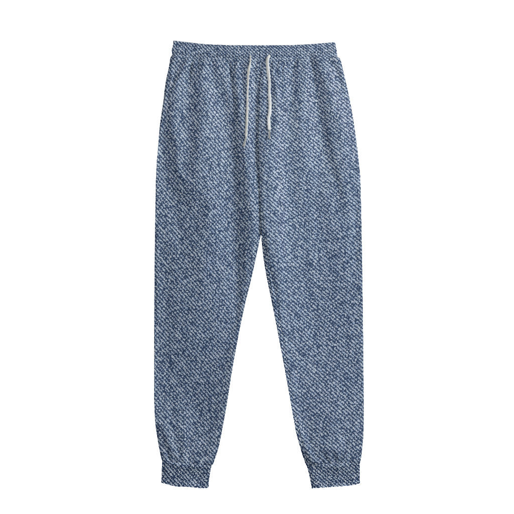 Blue Denim Jeans Pattern Print Sweatpants