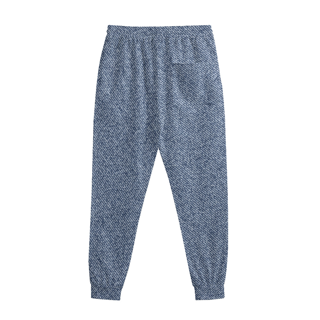 Blue Denim Jeans Pattern Print Sweatpants