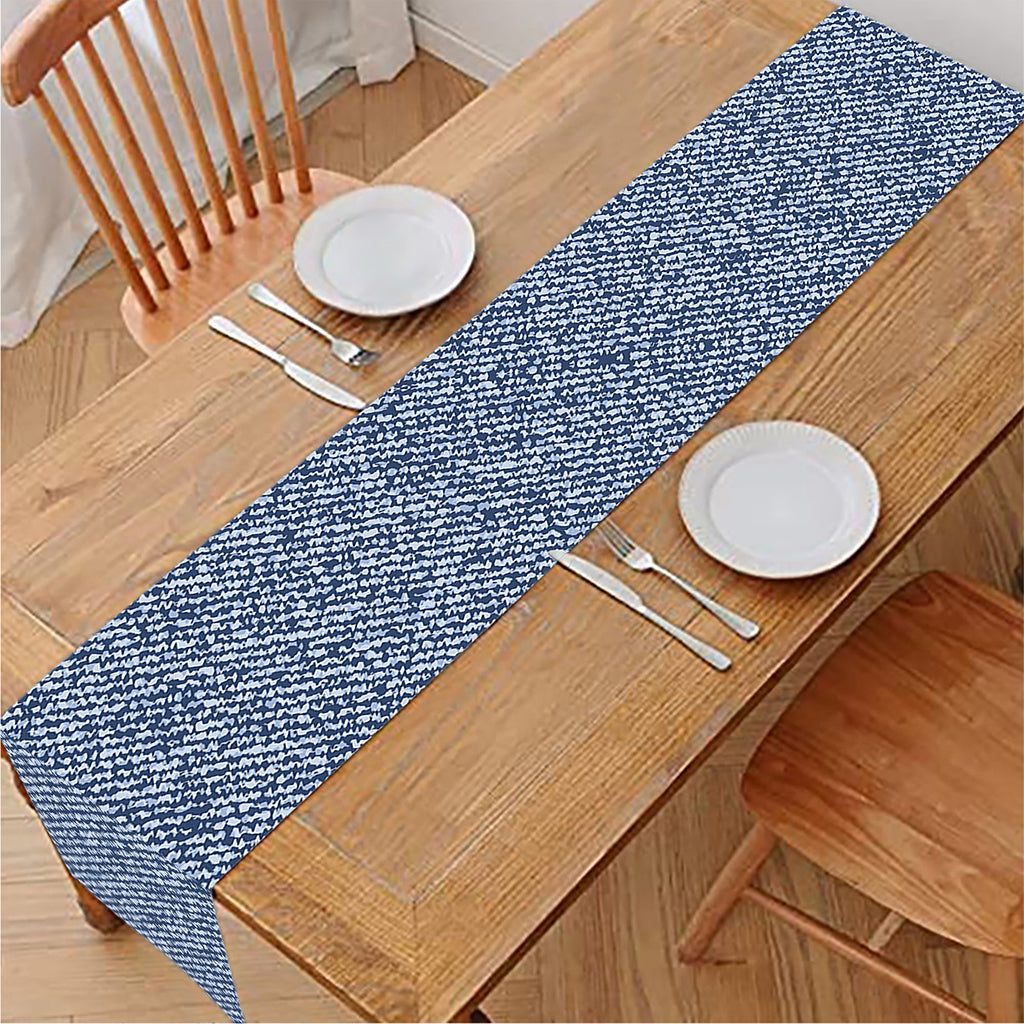 Blue Denim Jeans Pattern Print Table Runner