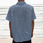 Blue Denim Jeans Pattern Print Textured Short Sleeve Shirt