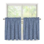 Blue Denim Jeans Pattern Print Tier Curtains