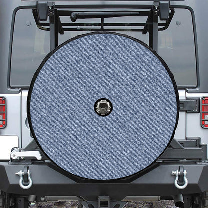 Blue Denim Jeans Pattern Print Tire Cover With Camera Hole