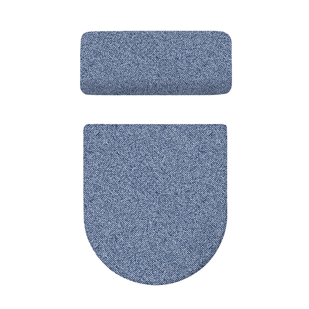 Blue Denim Jeans Pattern Print Toilet Lid And Tank Cover Set